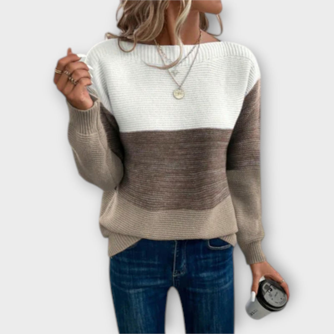 Clara™ | Elegant Three-Tone Patchwork Sweater